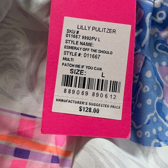 Lilly Pulitzer Esmeray Patchwork Off-Shoulder Crop Top - Picture 2 of 2